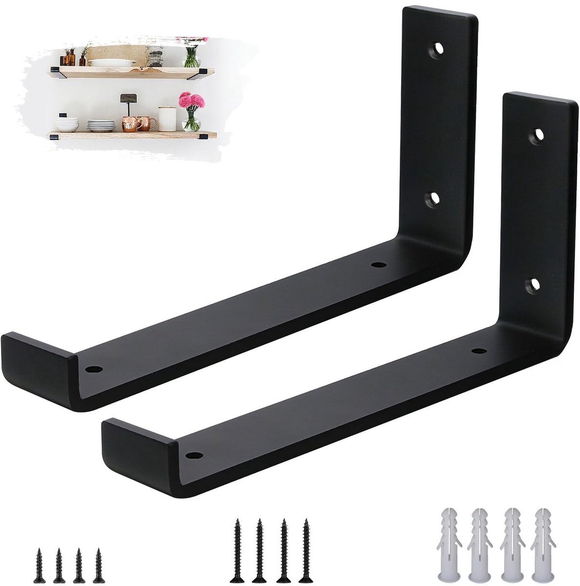 Elzusha - Stevige Wandplankdrager van 5mm Staal, Set van 2 Stuks