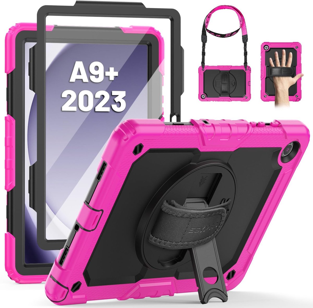 Elzusha - Shockproof Tablet Case voor 11 inch met Handband en Rotating Stand