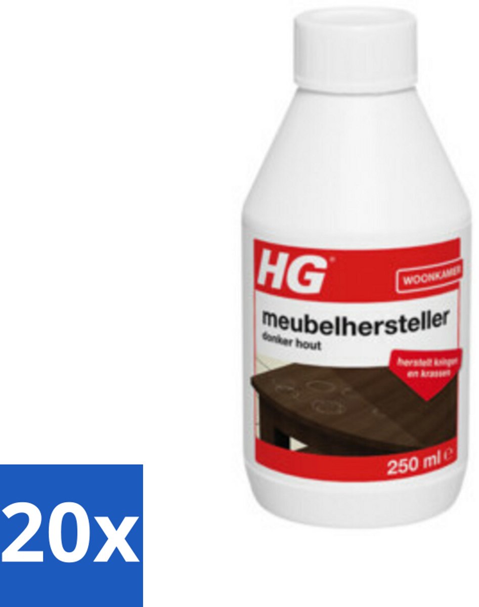 20 x HG Meubelhersteller Donker Hout 250 ml - Meubelhersteller - Donker Hout - Herstel Krassen - Herstel Vlekken - Herstel Waterkringen
