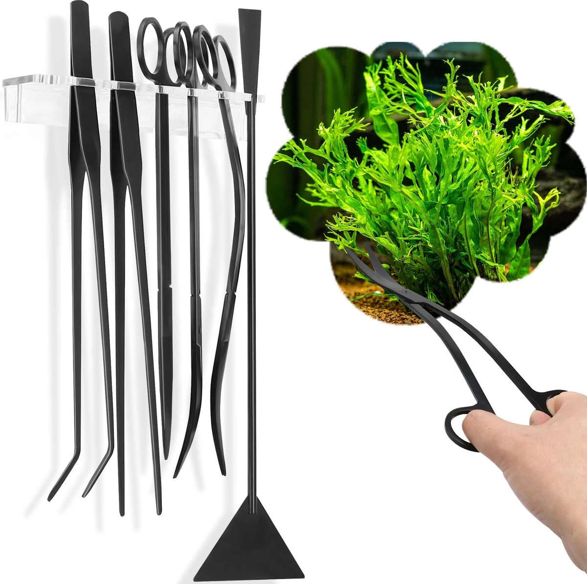 Elzusha - 7 in 1 Aquascaping Tool Kit met Acryl Opbergvak