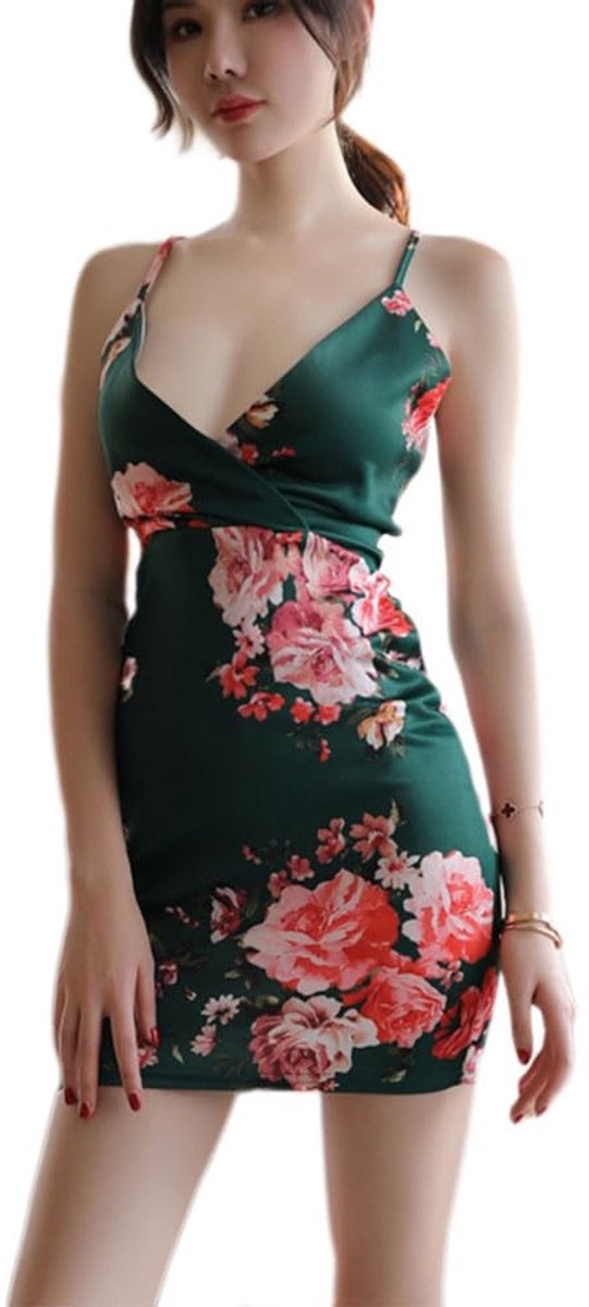 Elzusha - Sexy Cheongsam Kostuum voor Vrouwen met Bloemenprint