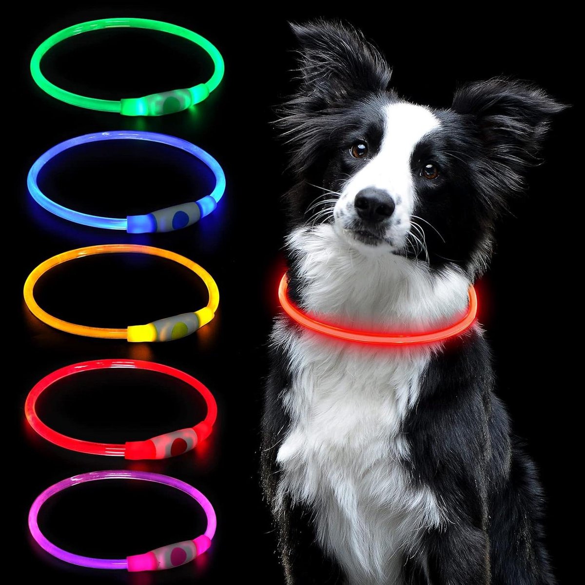 Lichtgevende Hondenhalsband - Veiligheidshalsband Dieren - Nachtelijke Wandelingen - USB Oplaadbaar - Op Maat Knippen - Rood