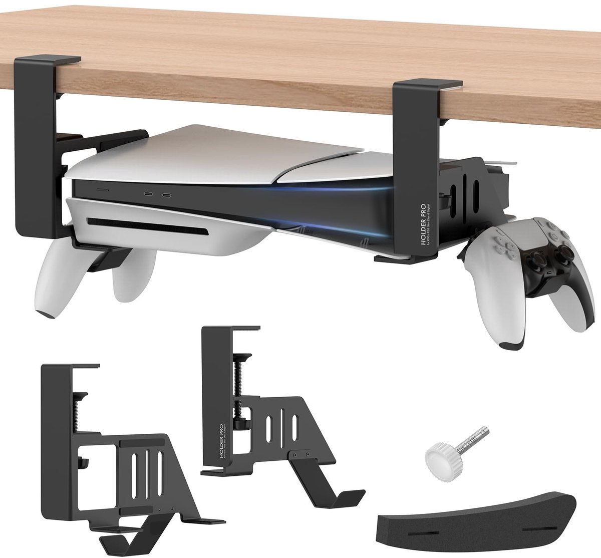 JUSPRO PS5 Houder voor bevestiging onder het bureau Compaitble met PS5 Pro/PS5 Slim/PS5 Disc & Digital Edition Console. - ShopVlot