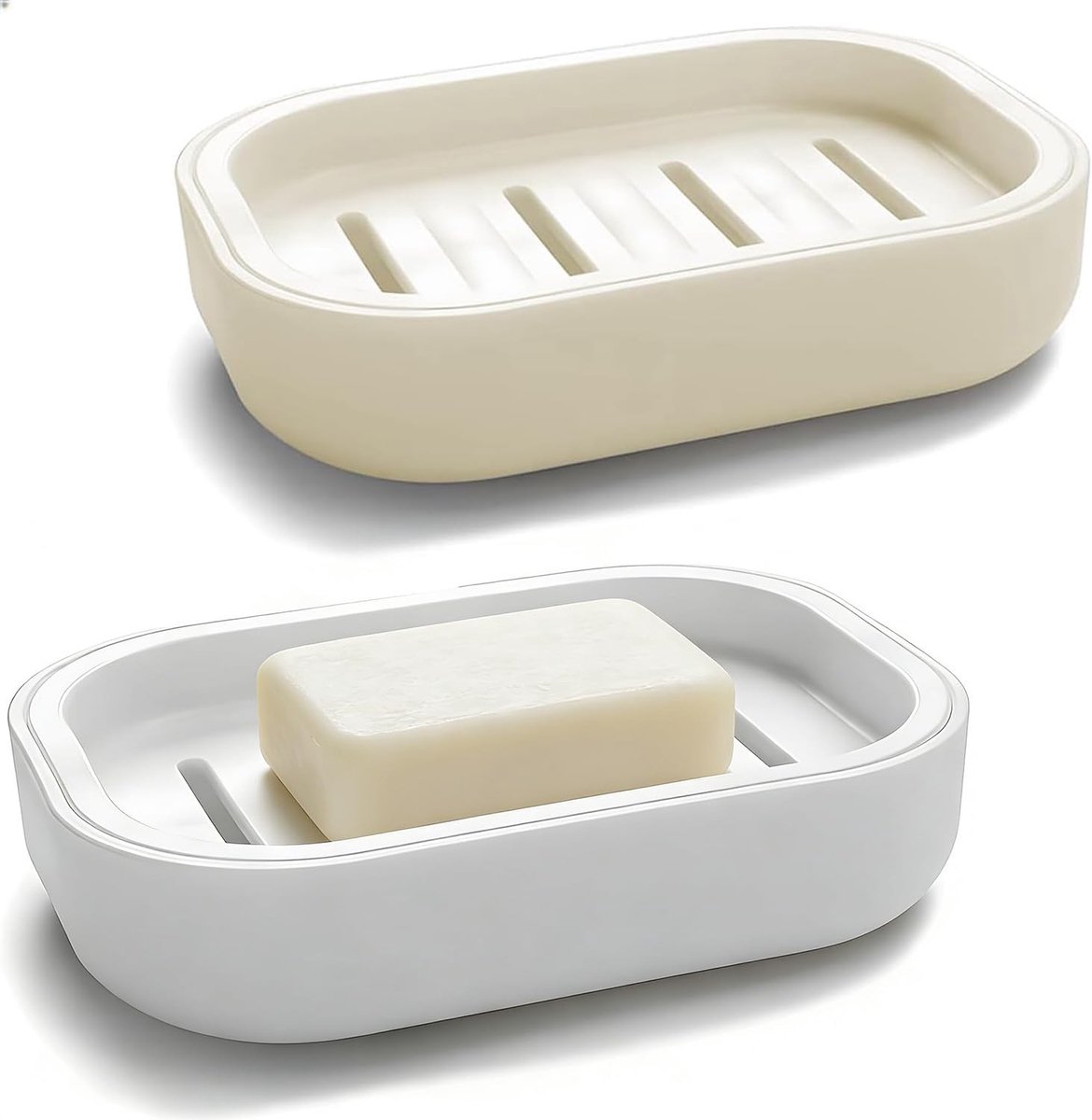 Handige Set van 2 Zeepdispenser met Afvoergaatjes en Eenvoudig Schoon te Maken Plastic Zeepdoos - Ideaal voor Thuis en Op Reis
