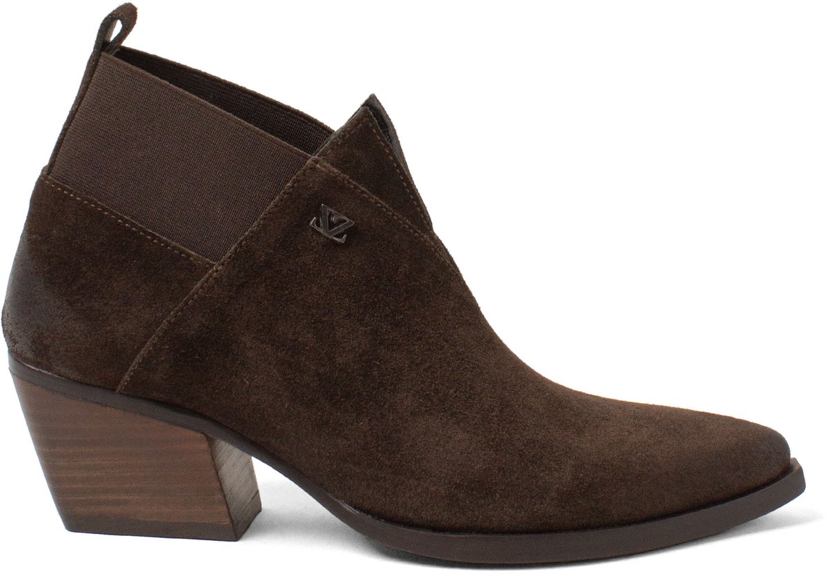Lazamani - Britt Dames Enkellaarsjes Suede Brown - Maat 39