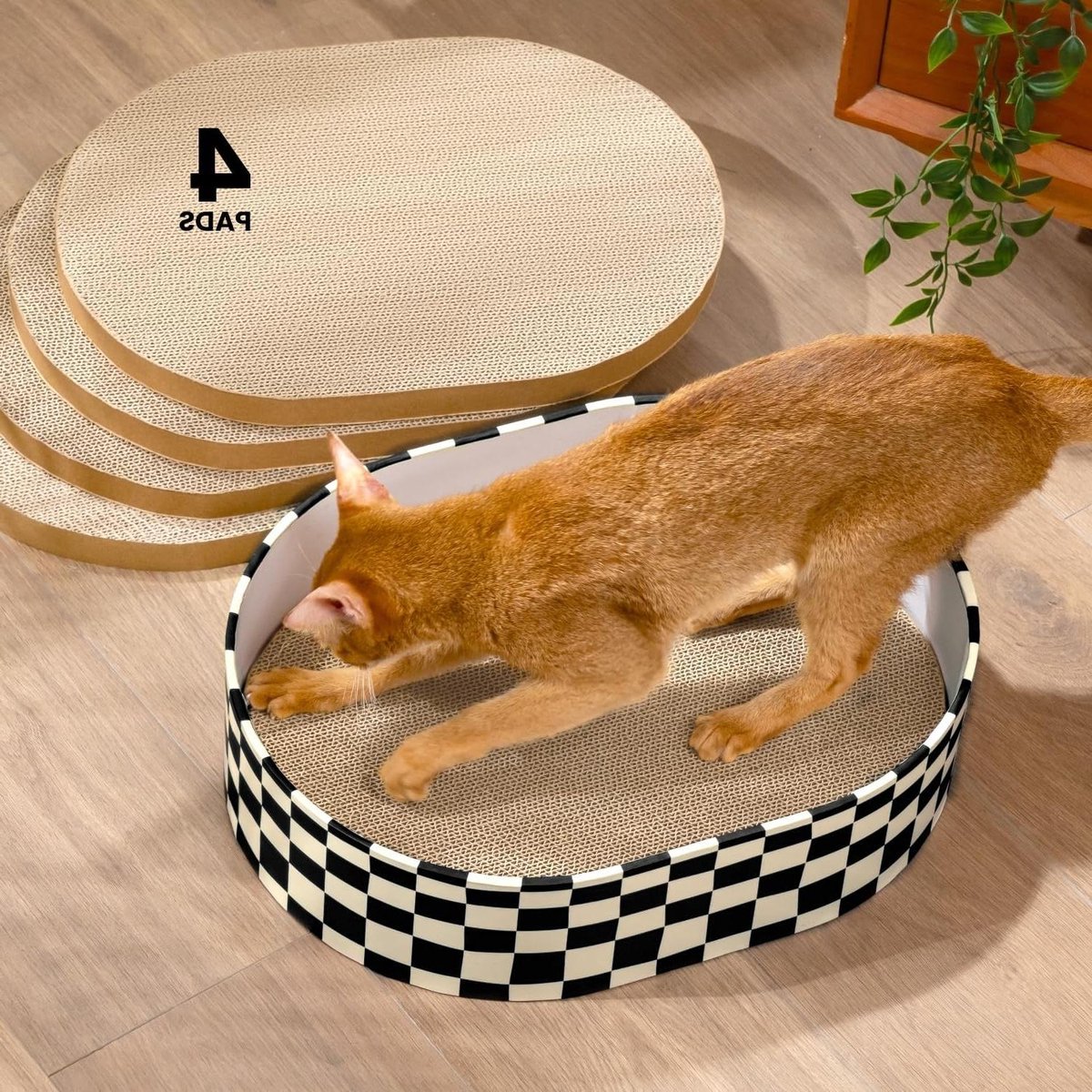Krabbox Kat - Krabmat Karton - Katten Verzorging - Duurzaam Karton - 41 x 31 cm - Zwart Wit