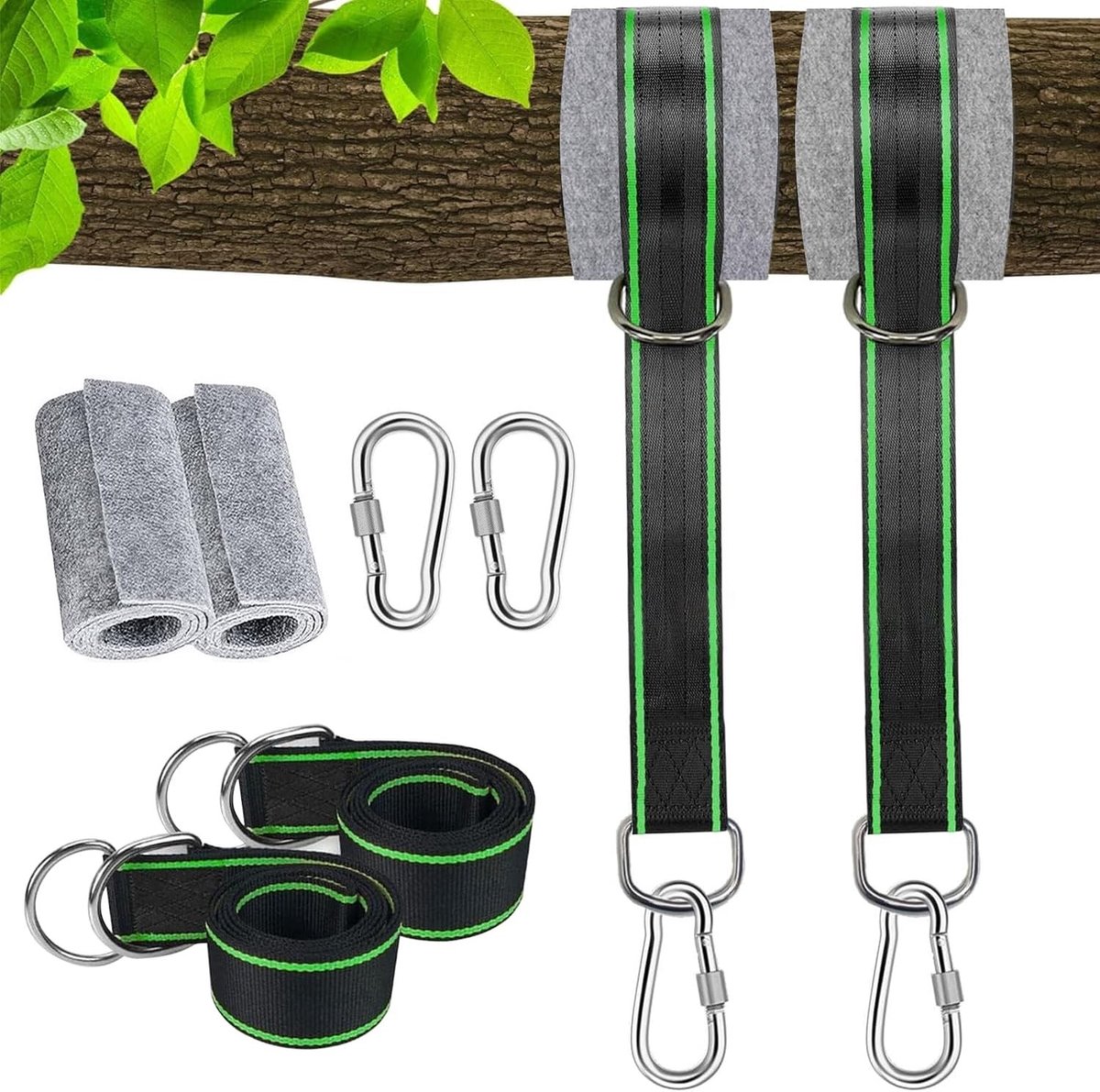 Swingbeugel voor Hangmat en Schommelstoel, 150 cm x 5 cm, Sterke Swing Strap tot 1000 kg, Perfect voor Buitengebruik en Tuinaccessoires