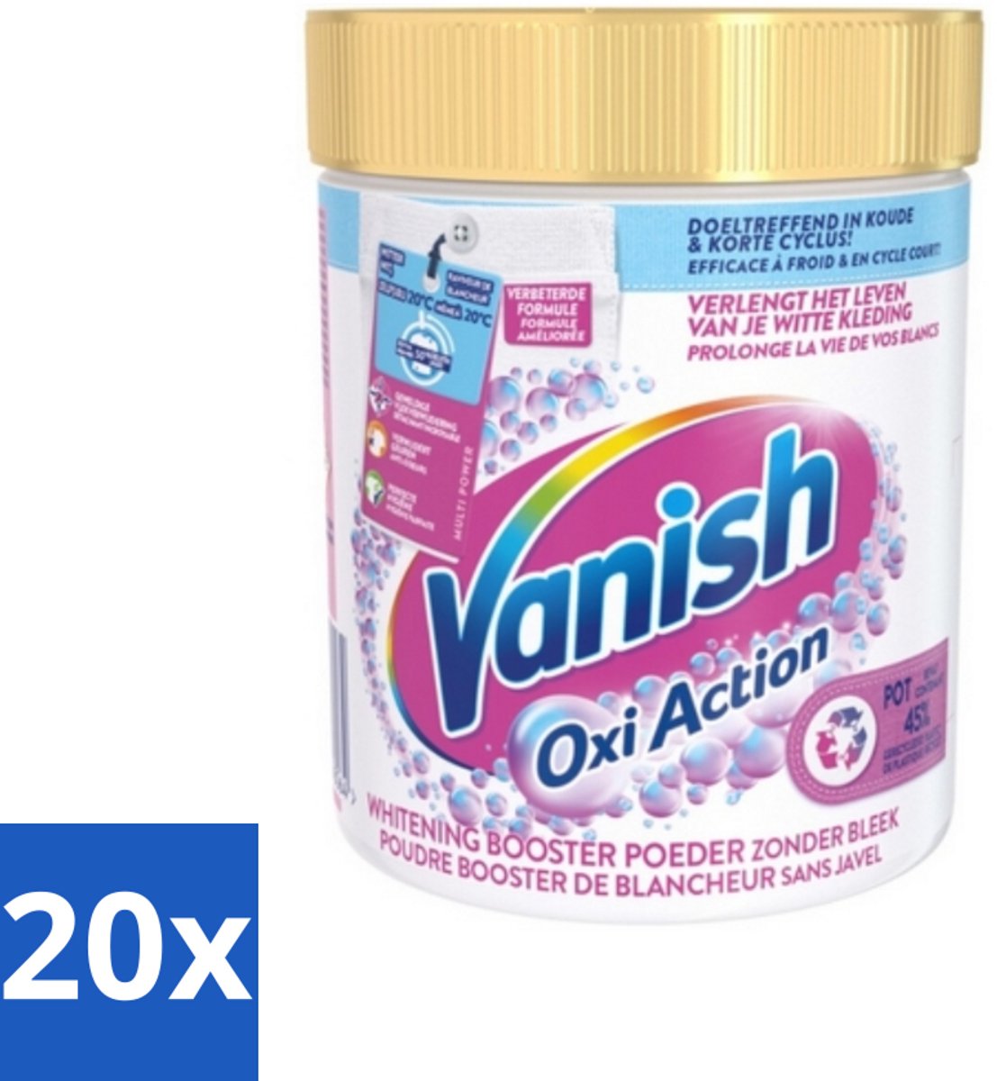 20 x Vanish Oxi Action - Vlekkenverwijderaar - Wasbooster - Zonder Bleek - Witte Was - 530 Gram - Vlekkenverwijderaar - Wasbooster - Witte Was - Geurneutraliserend - Bleekvrije Was