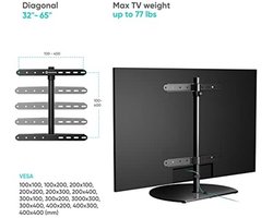 Swivel TV Stand for 32-65 Inch Screens - Height Adjustable TV Base with Glass Holder