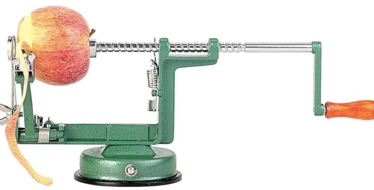 Klarven® Appelschilmachine Groen - Appelringen en Spiralen - Snel en Veilig Schillen - B 16 x D 11 x H 31 cm