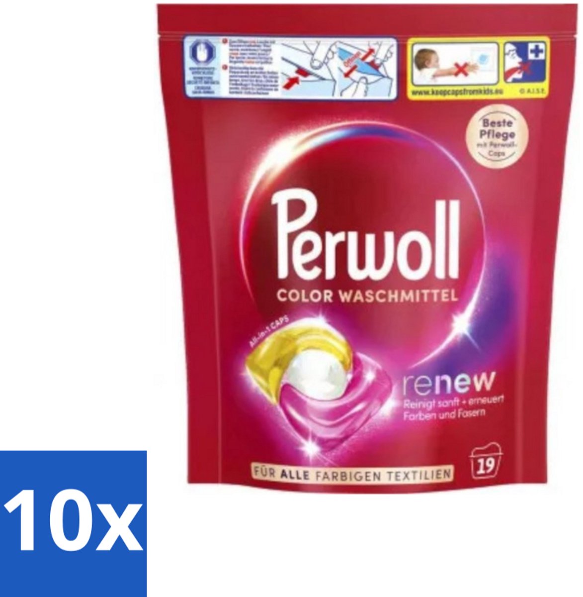 10 x Perwoll - Wasmachinecapsules - Lichte Was - 19 Wasbeurten - Wasmachinecapsules - Lichte Was - Wasbeurten - Reinigingscapsules - Wasmachine