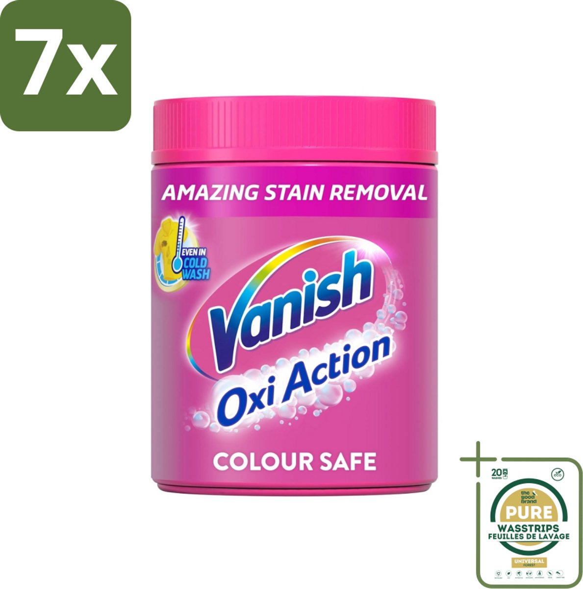 7 x Vanish Oxi Action Pink - Vlekkenverwijderaar - Wasbooster - Zonder Bleek - 1.12 Kg - Grootverpakking - Vlekkenverwijderaar - Wasbooster - Witte Kleding - Bleekvrije Was - Geurneutralisatie