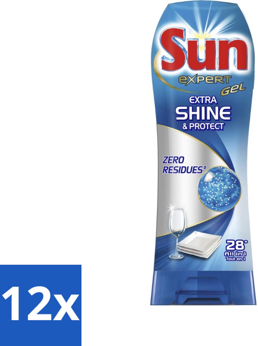 12 x Sun Expert Gel - Extra Shine & Protect - All-in-1 - Vaatwasmiddel Gel - 28 Wasbeurten - Vaatwasgel - Vaatwasser - Vaatreiniger - Glans - Bescherming