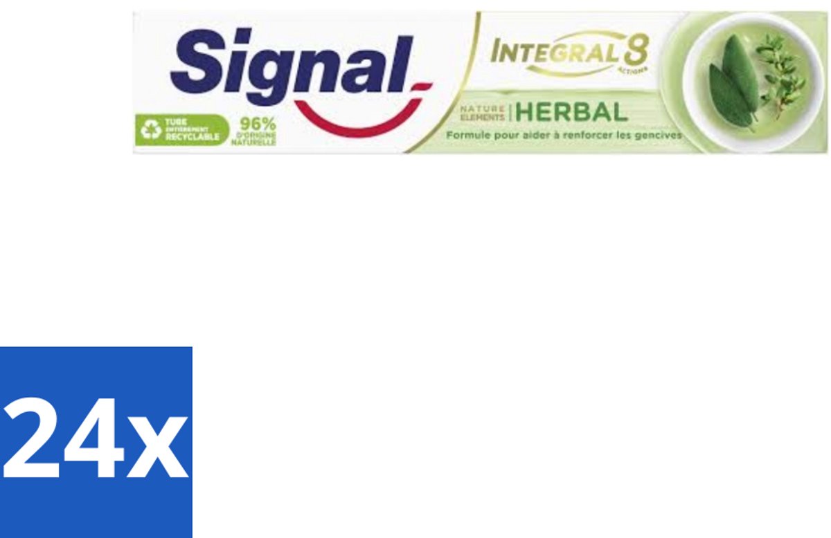 24 x Signal - Integral & Actions - Tandpasta - Natuurlijke Kruiden - Gerecyclede Verpakking - 75 ml - Tandpasta - Natuurlijke Ingrediënten - Fluoride - Mondverzorging - Tandenpoetsen