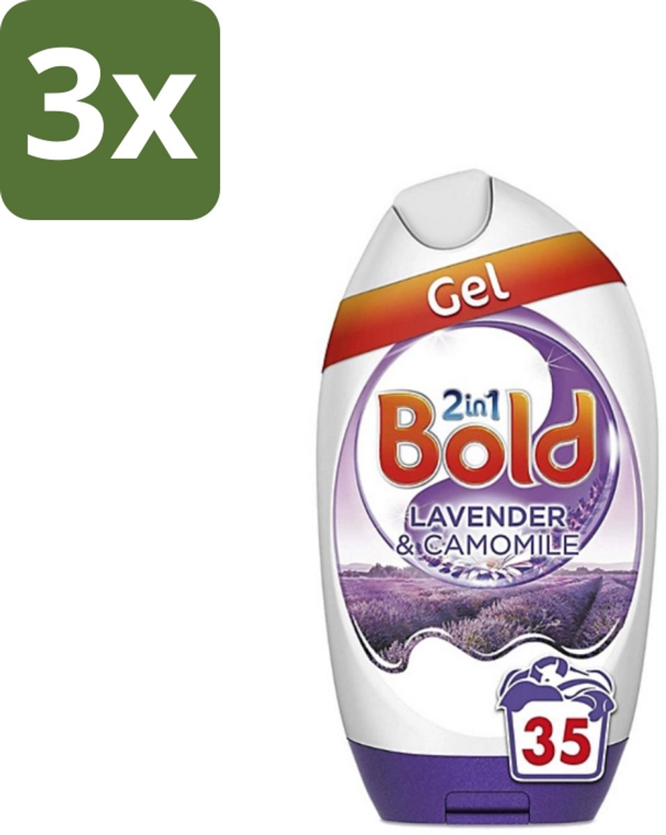3 x BOLD - Wasgel - 2 in 1 - Lavendel en Kamille - 35 Wasbeurten - Wasgel - Wasmiddel - Wasbeurt - Wasmachine - Kleding Reinigen