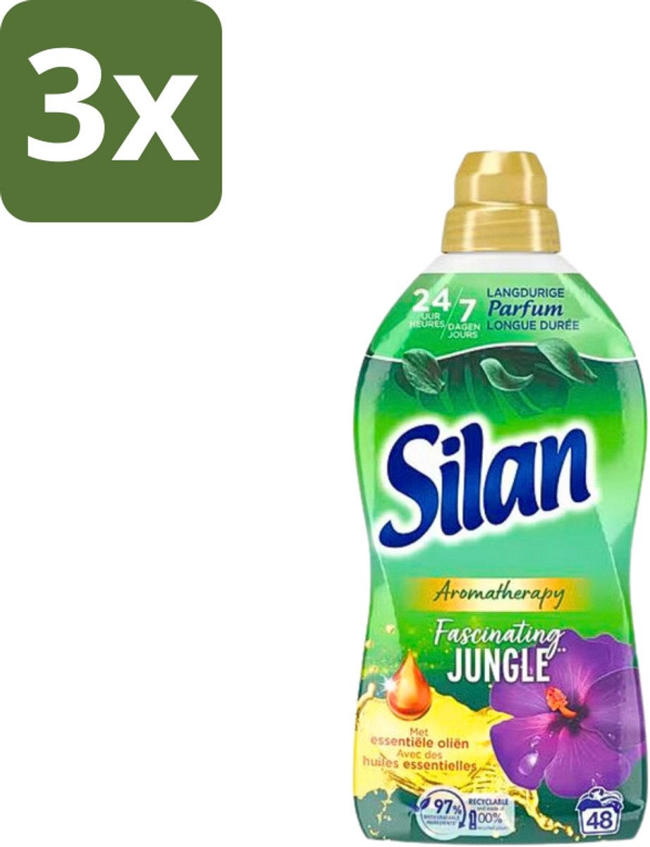 3 x Silan Aromatherapy - Wasverzachter - Fascinating Jungle - Essentiële Oliën en Langdurige Parfum - 48 Wasbeurten - 1.056L - Wasverzachter - Geur - Wasbeurt - Essentiële Oliën - Kleding Zachter Maken