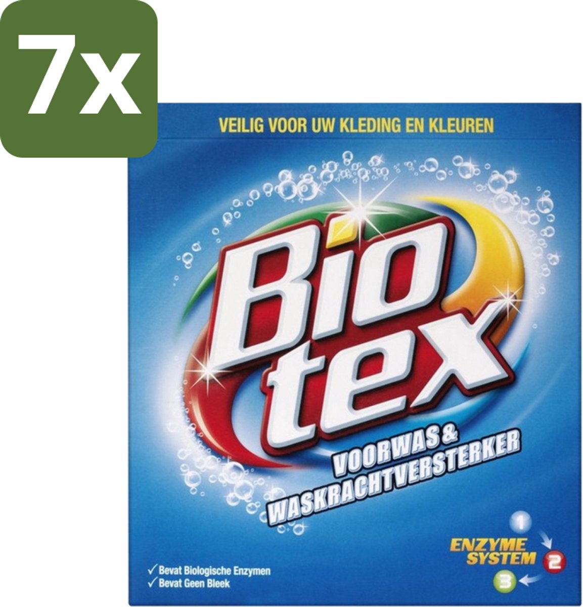7 x Biotex - Voorwas & Waskrachtversterker - Waspoeder - Witte en Gekleurde Was - 50 Wasbeurten - Waspoeder - Wasmiddel - Vlekverwijdering - Waskrachtversterker - Enzymen