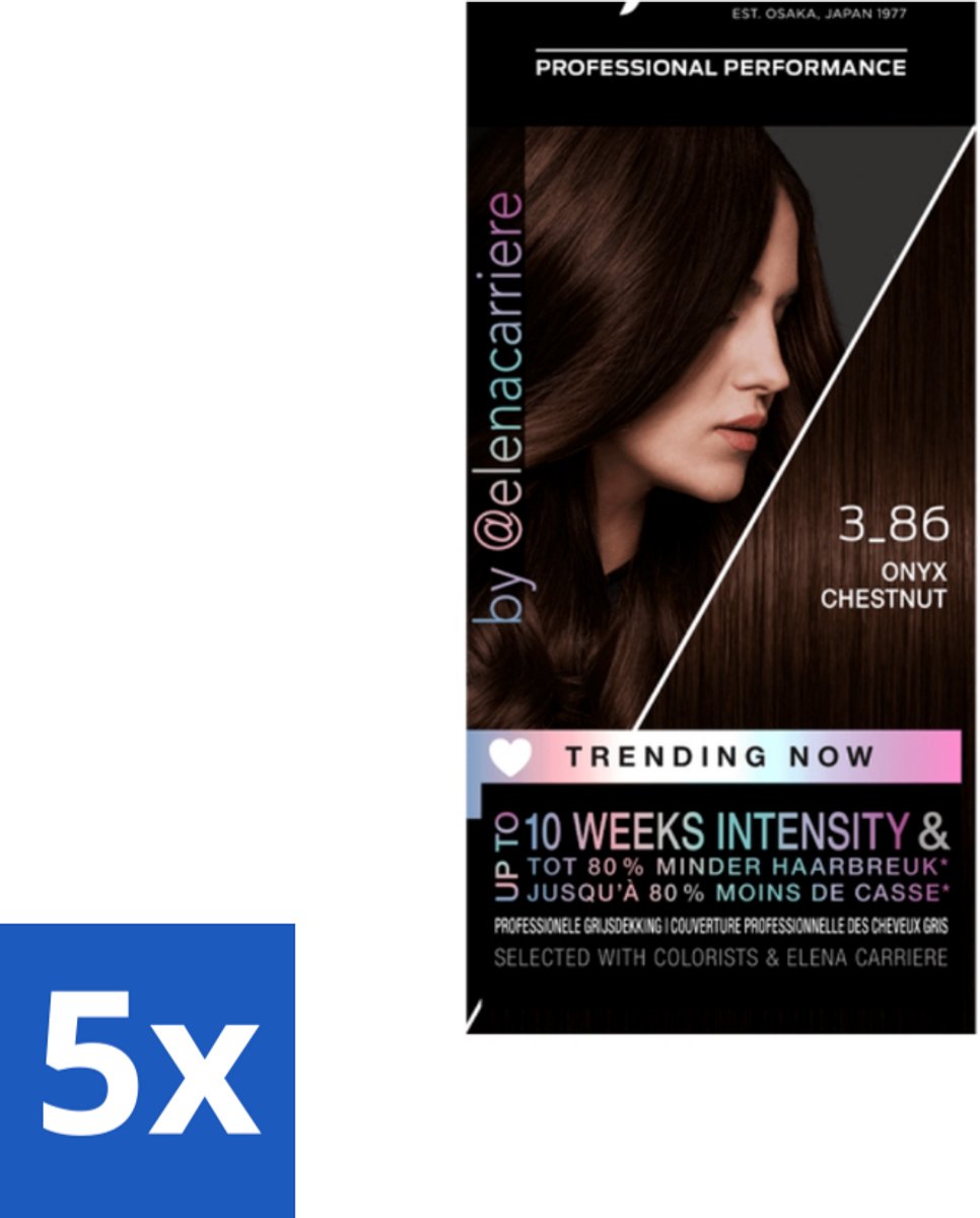 5 x Syoss - Haarverf - 3-86 Onyx Chestnut - 1 Haarkleuring - Haarverf - Onyx Chestnut - Permanente Haarverf - Salonkwaliteit - Haarverf Technologie