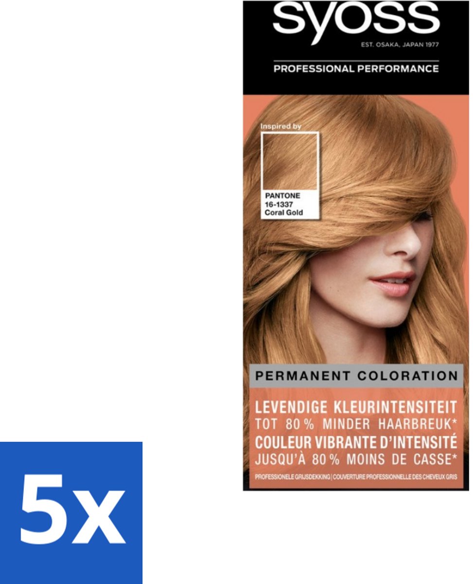 5 x Syoss - Haarverf Colors Pantone - 9-67 Coral Gold - 1 Haarkleuring - Haarverf - Haarkleur - Pantone - Coral Gold - Haarverkleuring