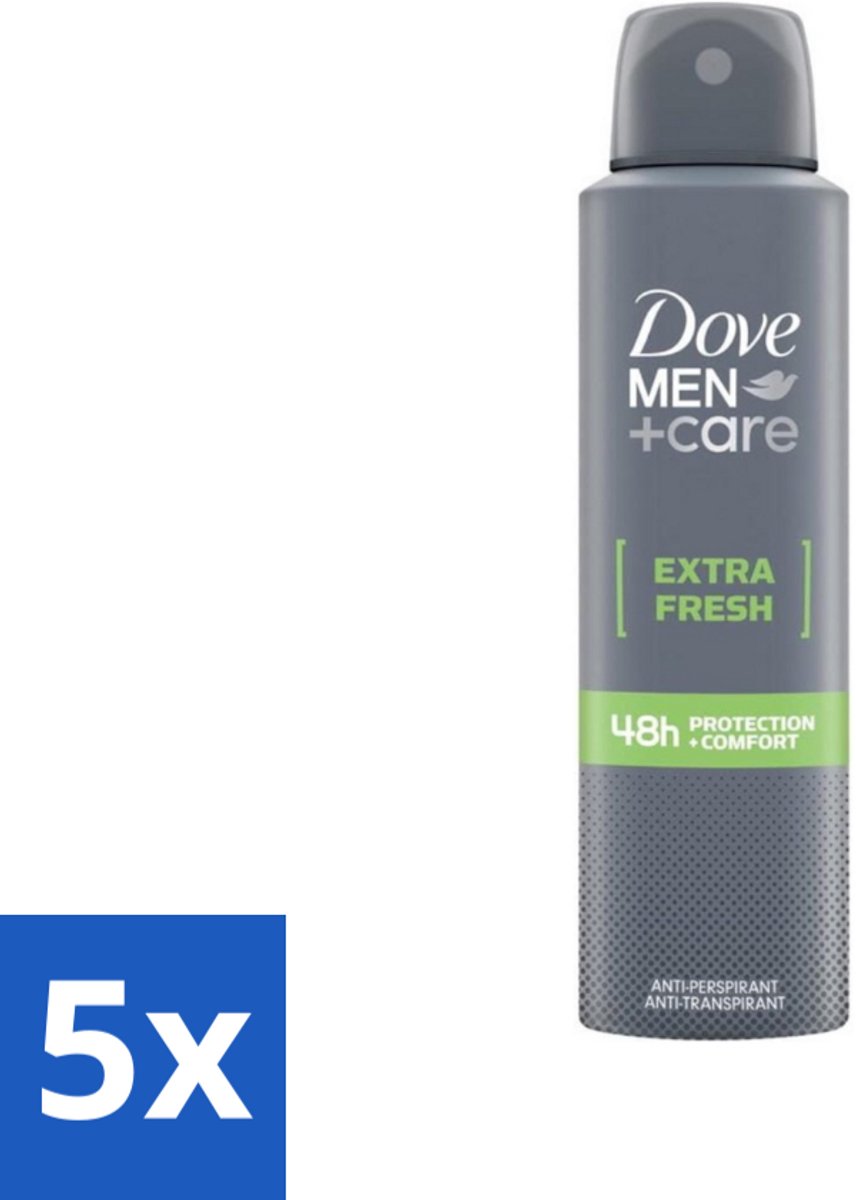 5 x Dove Men+Care - Extra Fresh - Deospray - Anti-Transpirant - 150 ml - Dove Men+Care Extra Fresh Deospray - Deospray Voor Mannen - Alcoholvrije Deospray - Okselbescherming - Transpiratiebescherming