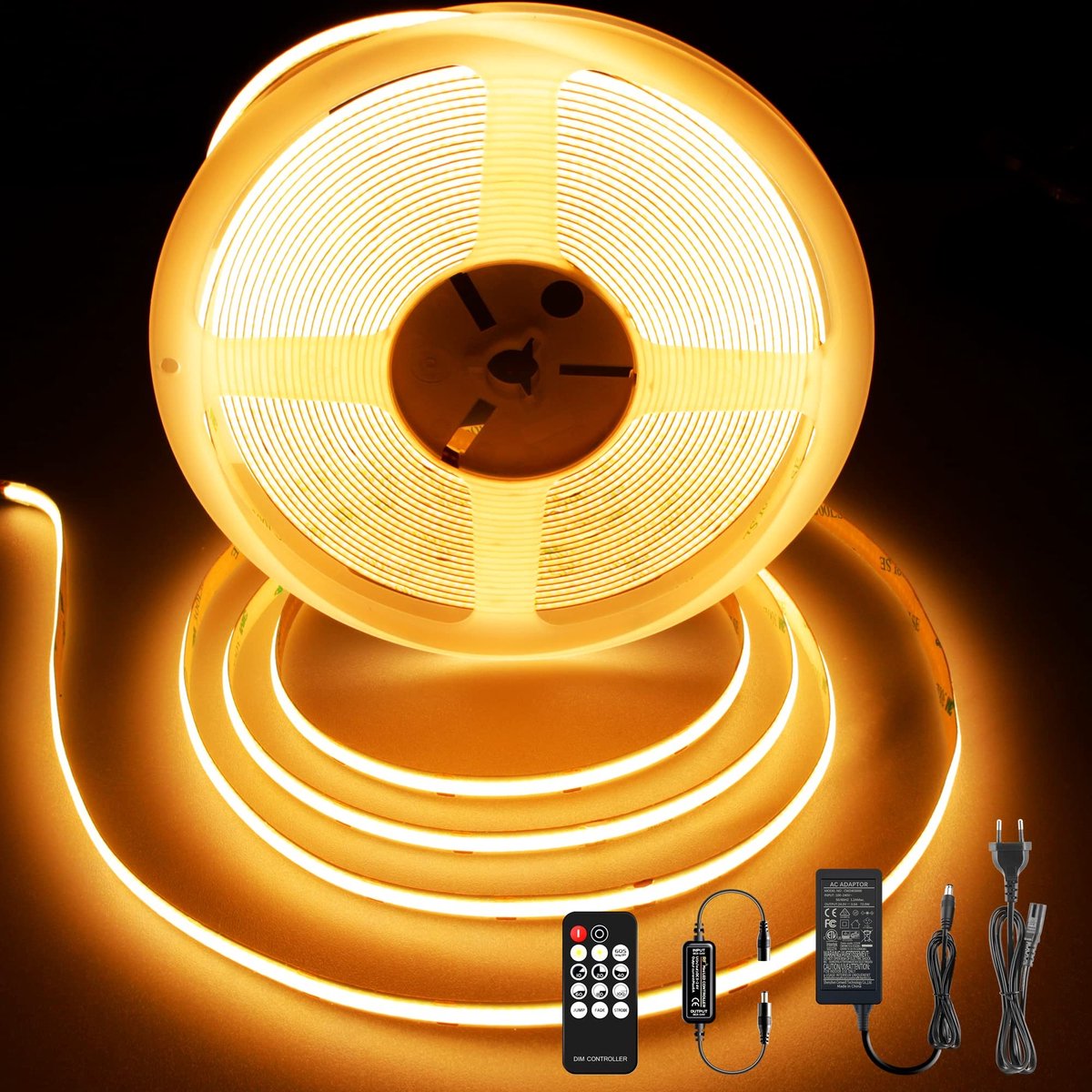 Elzusha - Warm Witte COB LED Strip van 10m met Afstandsbediening