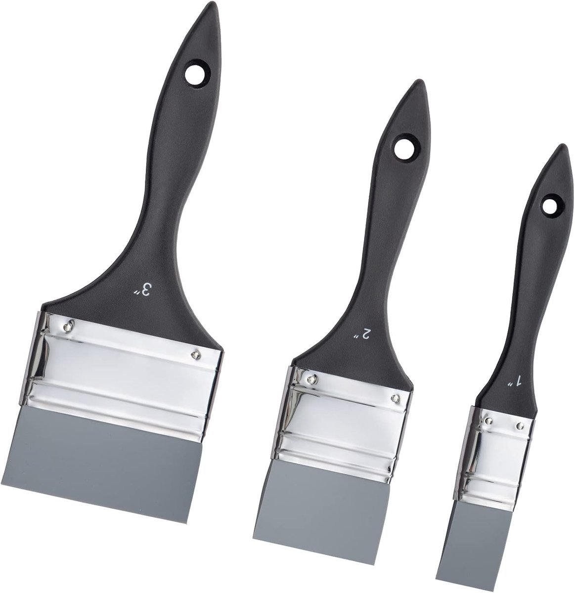 Set van 3 Siliconen Kwasten voor Verf, Acryl en Gouache - Plat en Stevig, 1 inch, 2 inch en 7.5 cm
