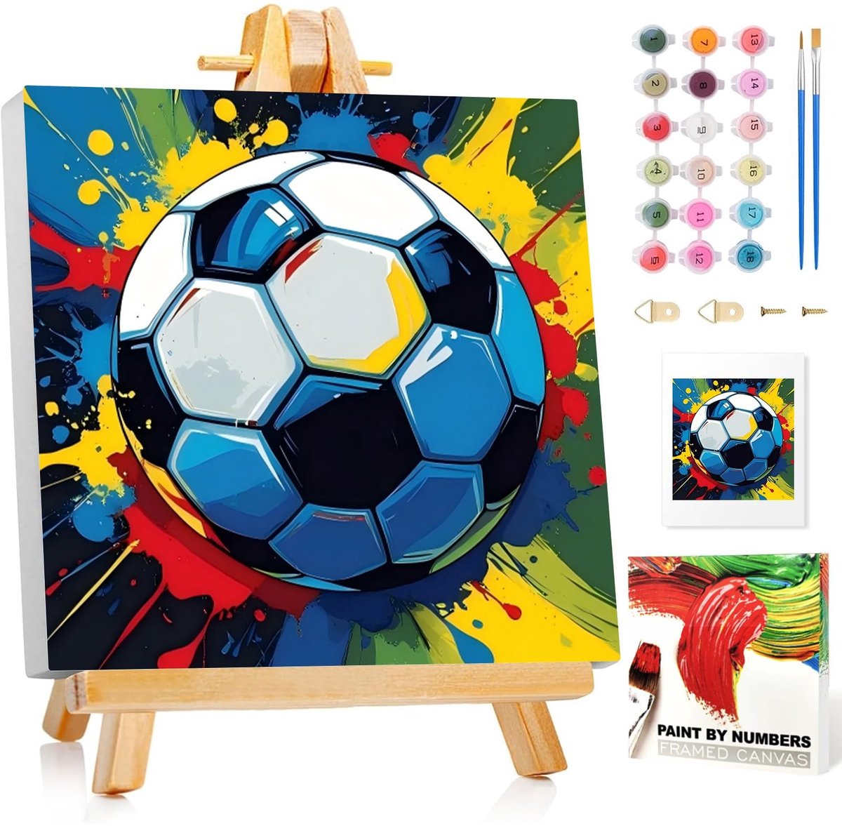 Elzusha - Voetbal Schilderen op Nummer voor Kinderen 20 x 20 cm