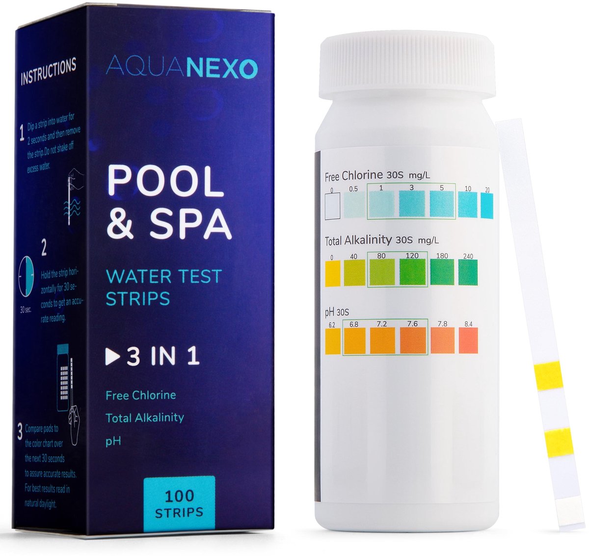 Elzusha - 100 Pool Teststrips voor Wateranalyse 3-in-1