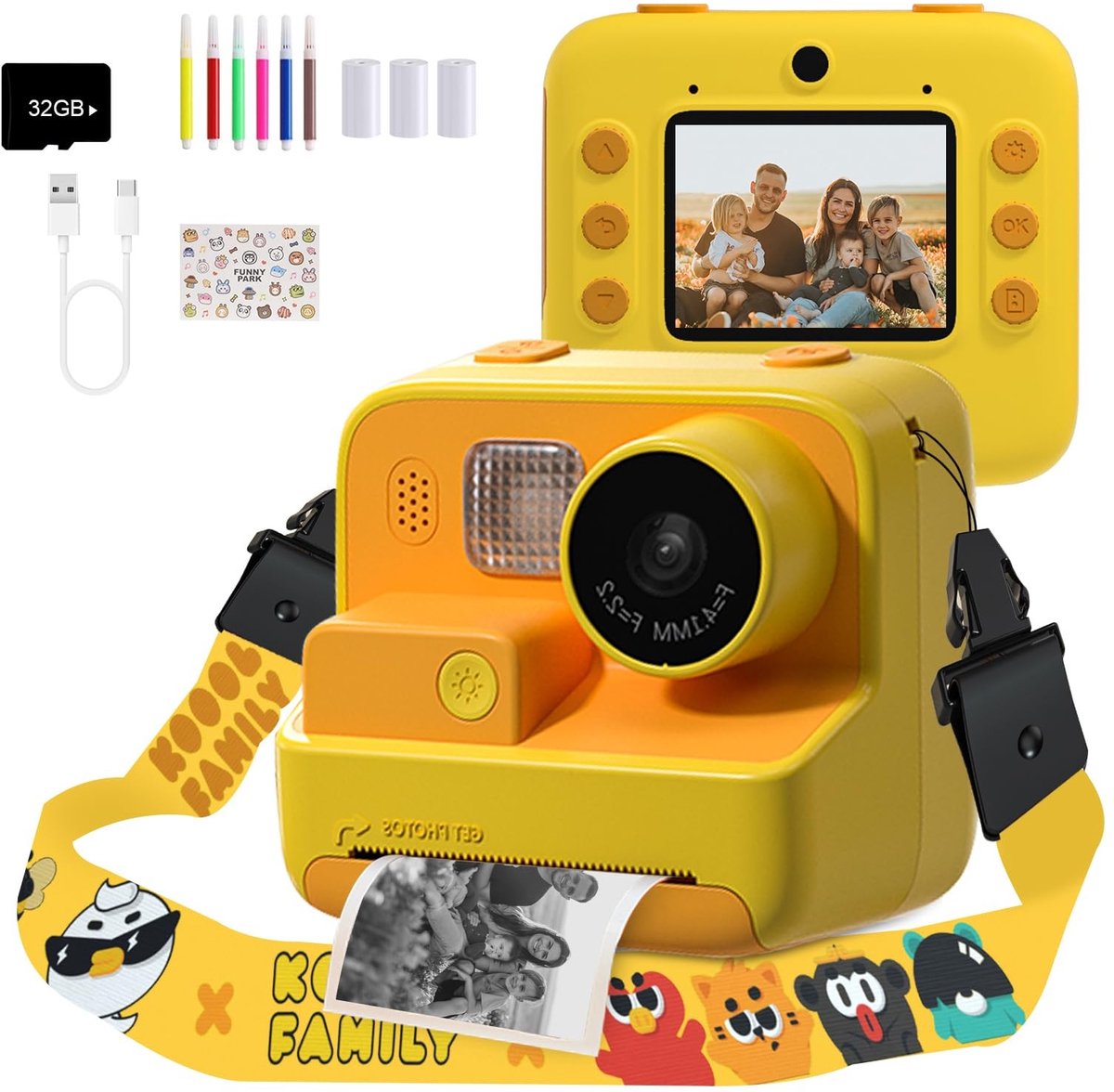 Elzusha - Kindercamera met Instant Print en 48MP Digitale Functies