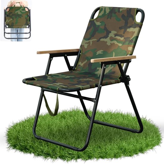 Campingstoel Opvouwbaar - Lichtgewicht Stoel - Buiten Zitten - Hoge Draagkracht - 150 kg - camouflage — afbeelding 4