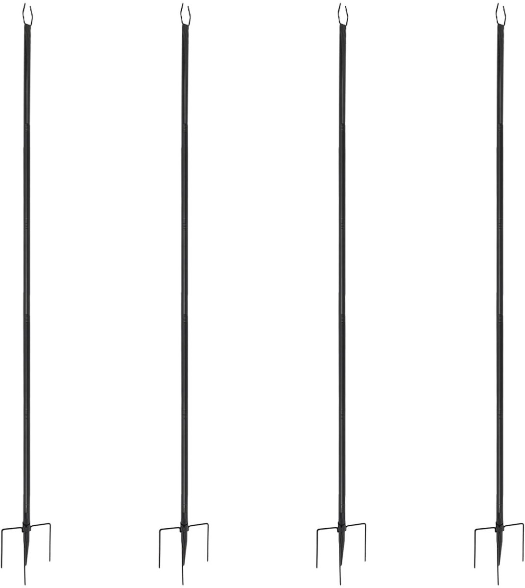 Elzusha - Lichtsnoerhouder voor Buiten - 4 Stuks met Haken - Zwart