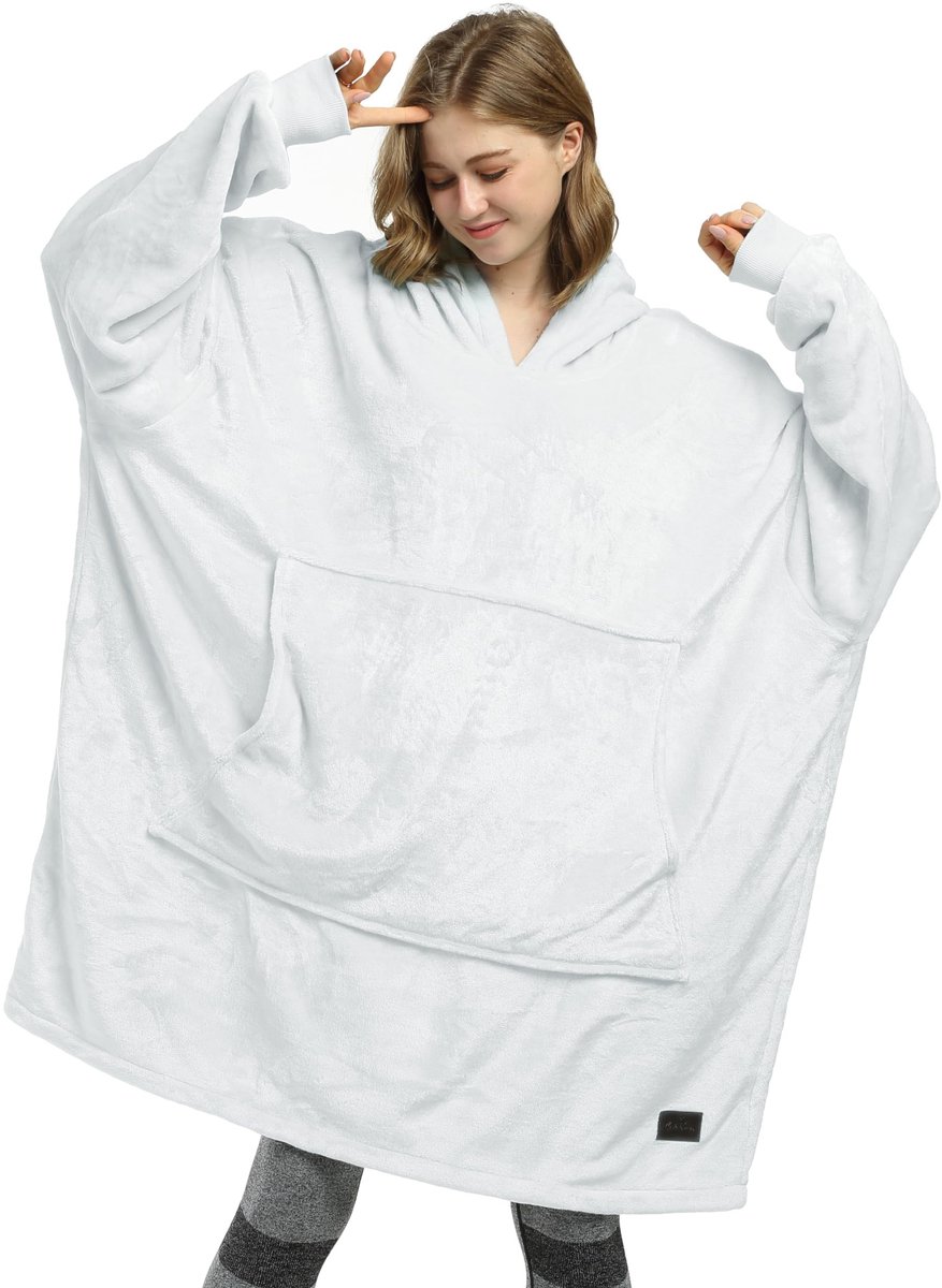Elzusha - Oversized Fleece Hooded Blanket - Warm en comfortabel - Grijs