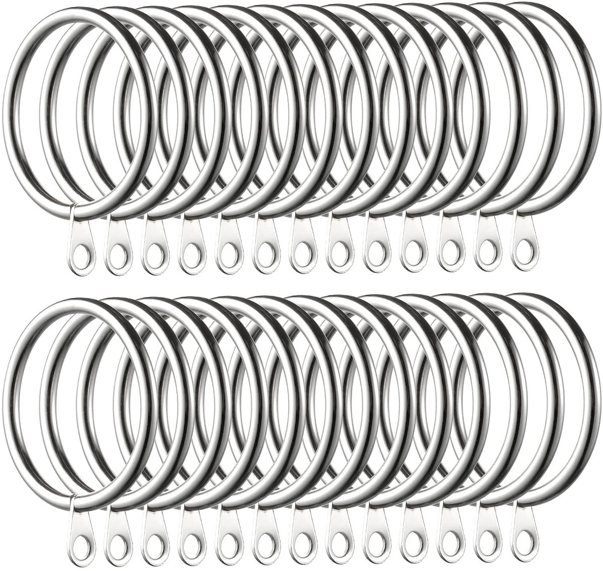Elzusha - Set van 60 Zilveren Gordijnringen met 38 mm Binnendiameter