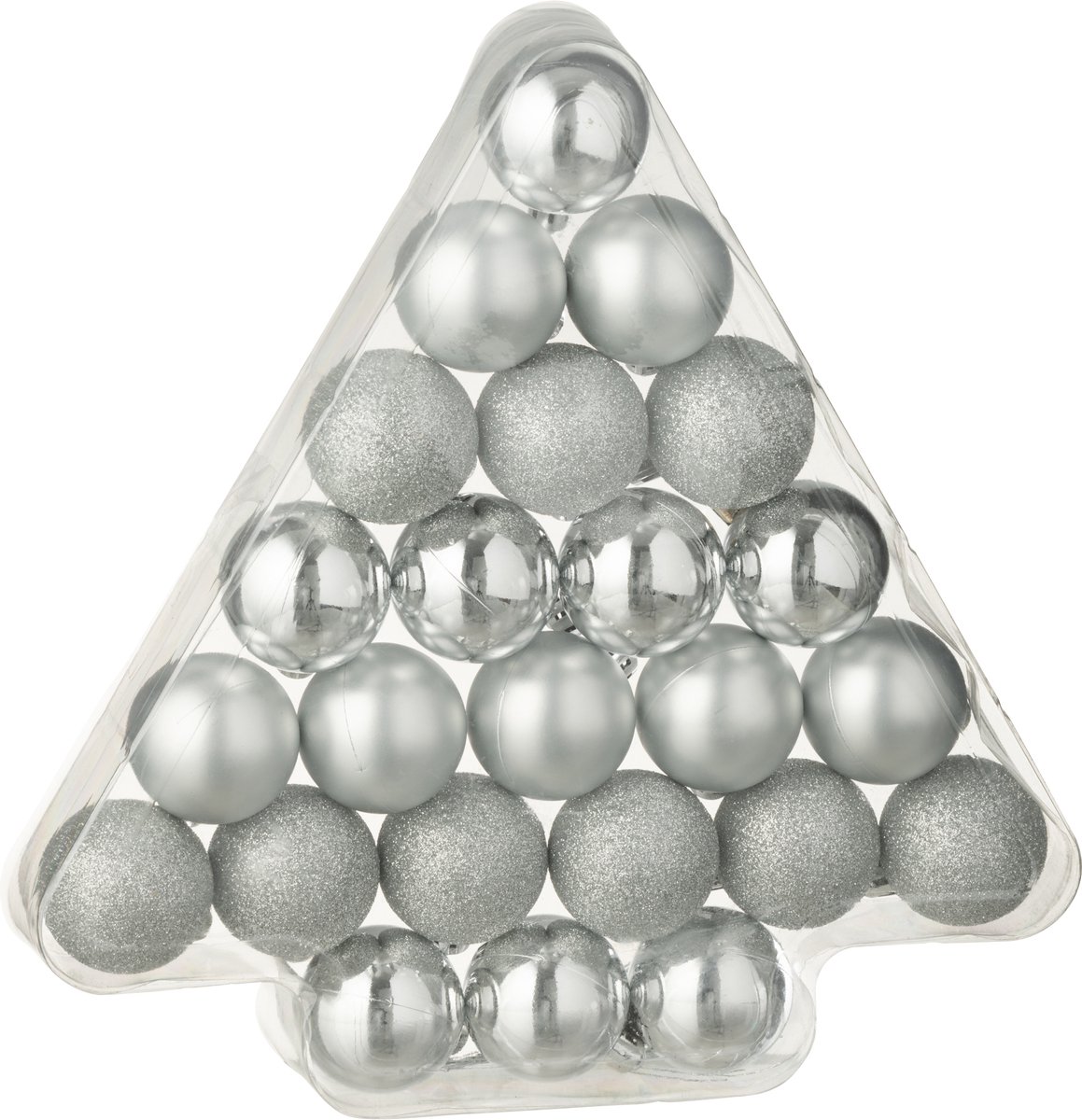 J-Line kerstbal - kunststof - zilver - doos van 24
