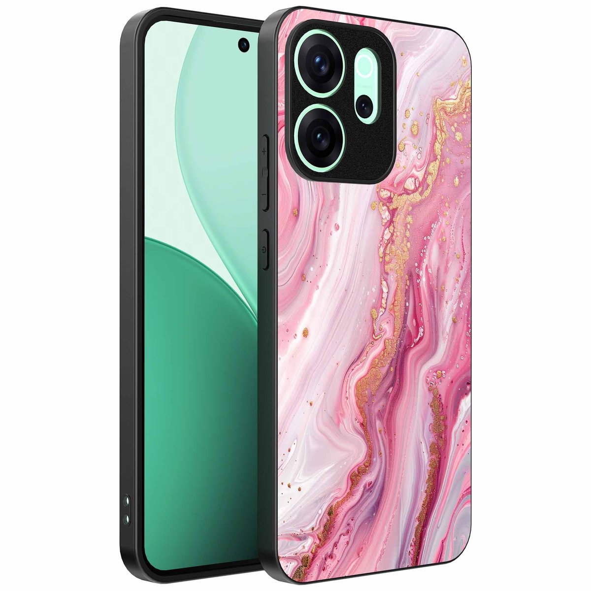 Geschikt voor Oppo Reno 15 Pro Telefoonhoesje met marmer opdruk - TPU backcover case marble design - Roze - Smartphonica geschikt voor Oppo Reno 15 Pro