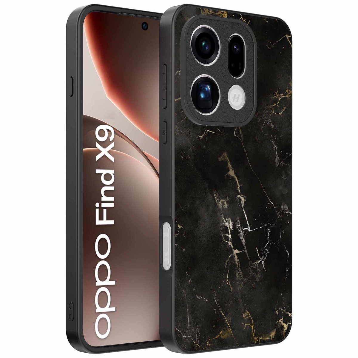 Geschikt voor Oppo Find X9 Telefoonhoesje met marmer opdruk - TPU backcover case black marble design - Zwart - Smartphonica geschikt voor Oppo Find X9