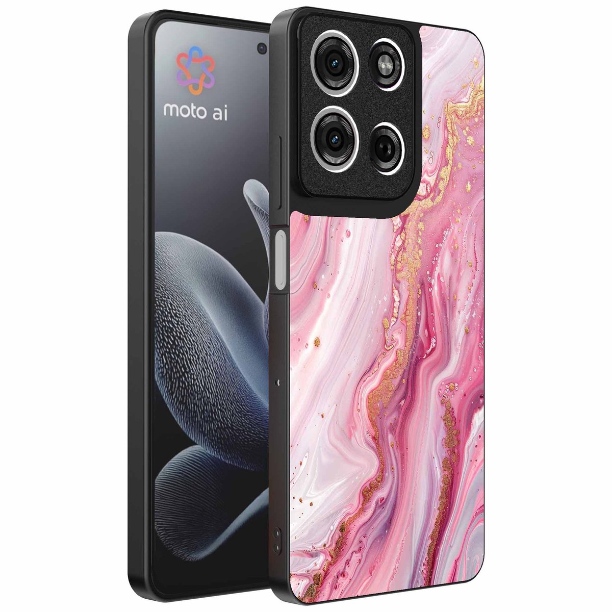 Geschikt voor Motorola Edge 70 Telefoonhoesje met marmer opdruk - TPU backcover case marble design - Roze - Smartphonica geschikt voor Motorola Edge 70