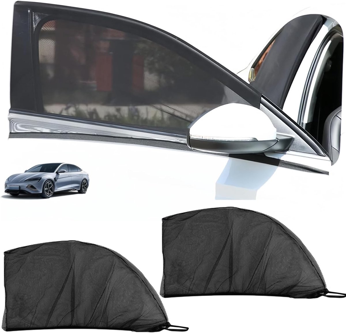 Raamafdekking voor Auto - Zwart - Geschikt voor SUV's - UV-bescherming en Insectenbescherming - Voor Privacy en Comfort