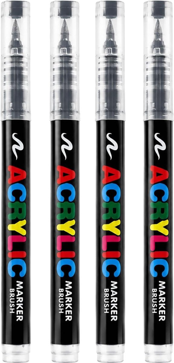 Wasbare textielverf in zwart - 4 stuks textielmarkers voor T-shirts, stoffen tassen en kleding