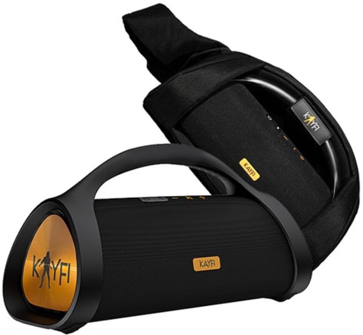 KAYFI K55 Bluetooth-luidspreker, 60 W RMS, IPX7 waterdicht, 25 uur batterijduur, met draagtas, zwart - ShopVlot