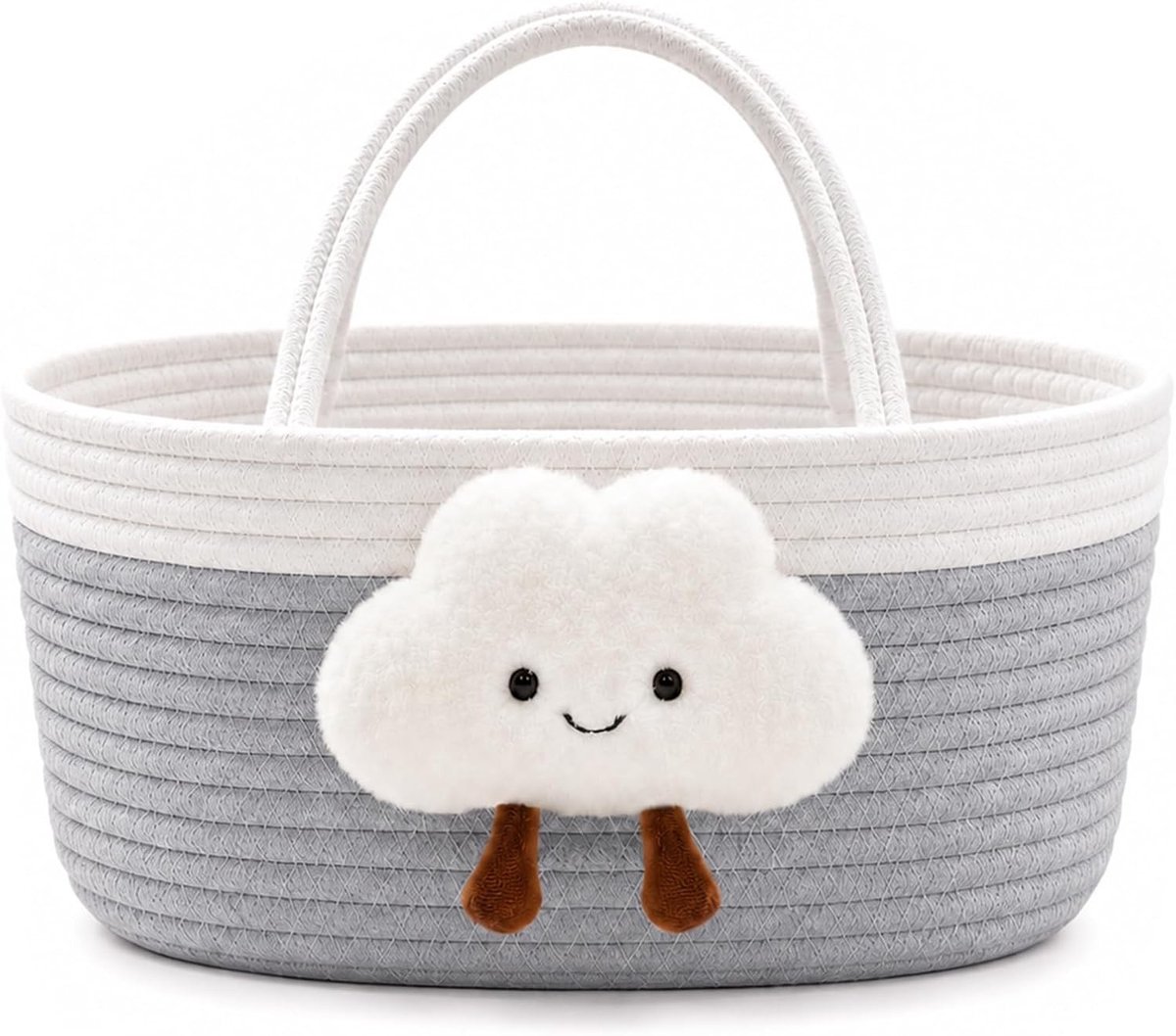 Gevlochten opbergmand van katoenen touw, multifunctionele wasmand met handgrepen voor organisatie en decoratie