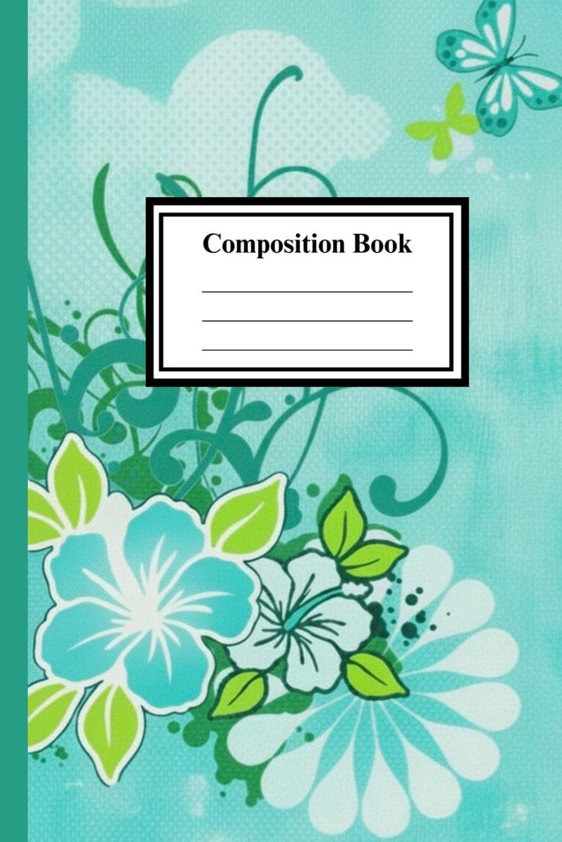 Teal 2000's Floral Vector Bloom Composition Notebook: Multicolor Green Swirly Floral Teal Blue Vintage Early 2000’s - ShopVlot