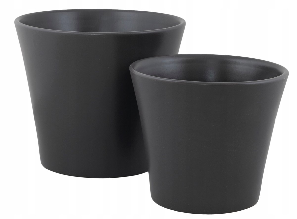 Set van 2 Grijze Keramische Plantenbakken - Modern Design