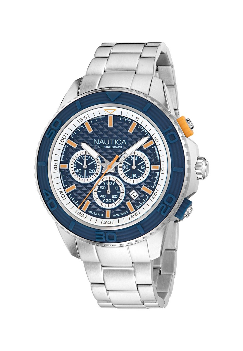 Nautica Nautica One Quartz Analoog Horloge Silver Tone Kast: 100% Roestvrij Staal | Armband: 100% Roestvrij Staal 48 mm NAPNOS604