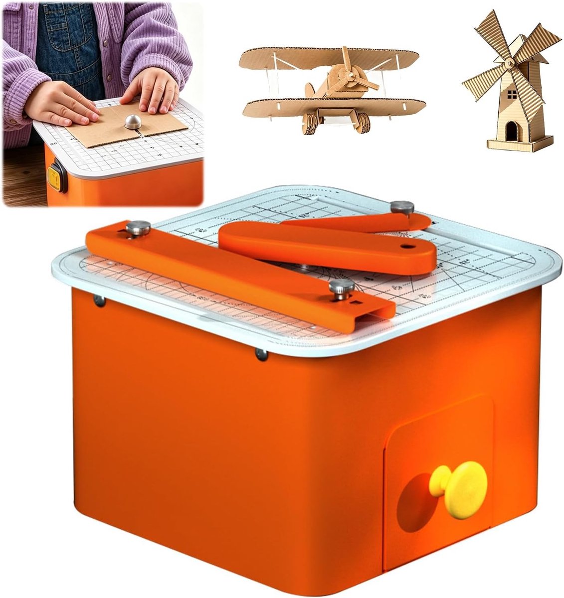 Veilige kartonsnijder voor kinderen, 45 W, elektrische papier snijmachine met kniveloze technologie, precisiesnijden van 0-4 mm dik karton, ideaal voor STEM knutselprojecten en DIY 3D modellen.
