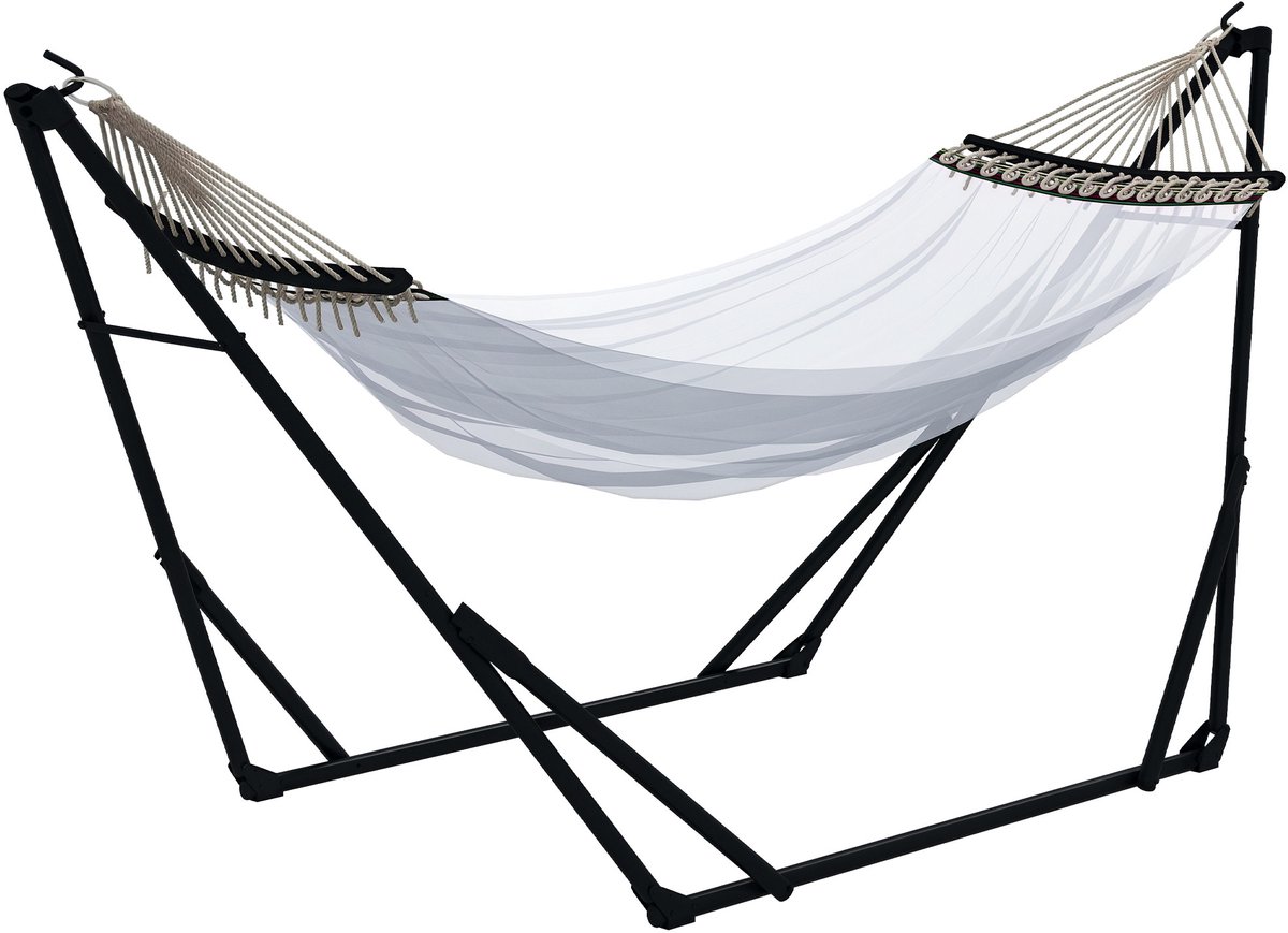 Hangmatstandaard inclusief hangmat-263 cm x 89 cm x 100 cm-zwart + wit