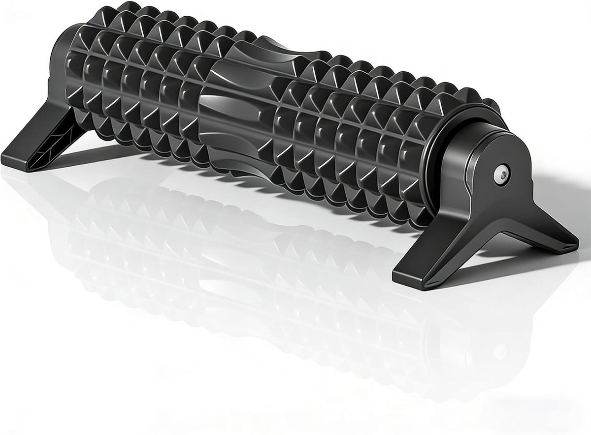 Fasciarol met standaard, 53 cm, zwart, schuimroller voor rug en benen, perfecte pilatesrol voor diepe weefselmassage, spierontspanning en yoga oefeningen, draagvermogen 200 kg