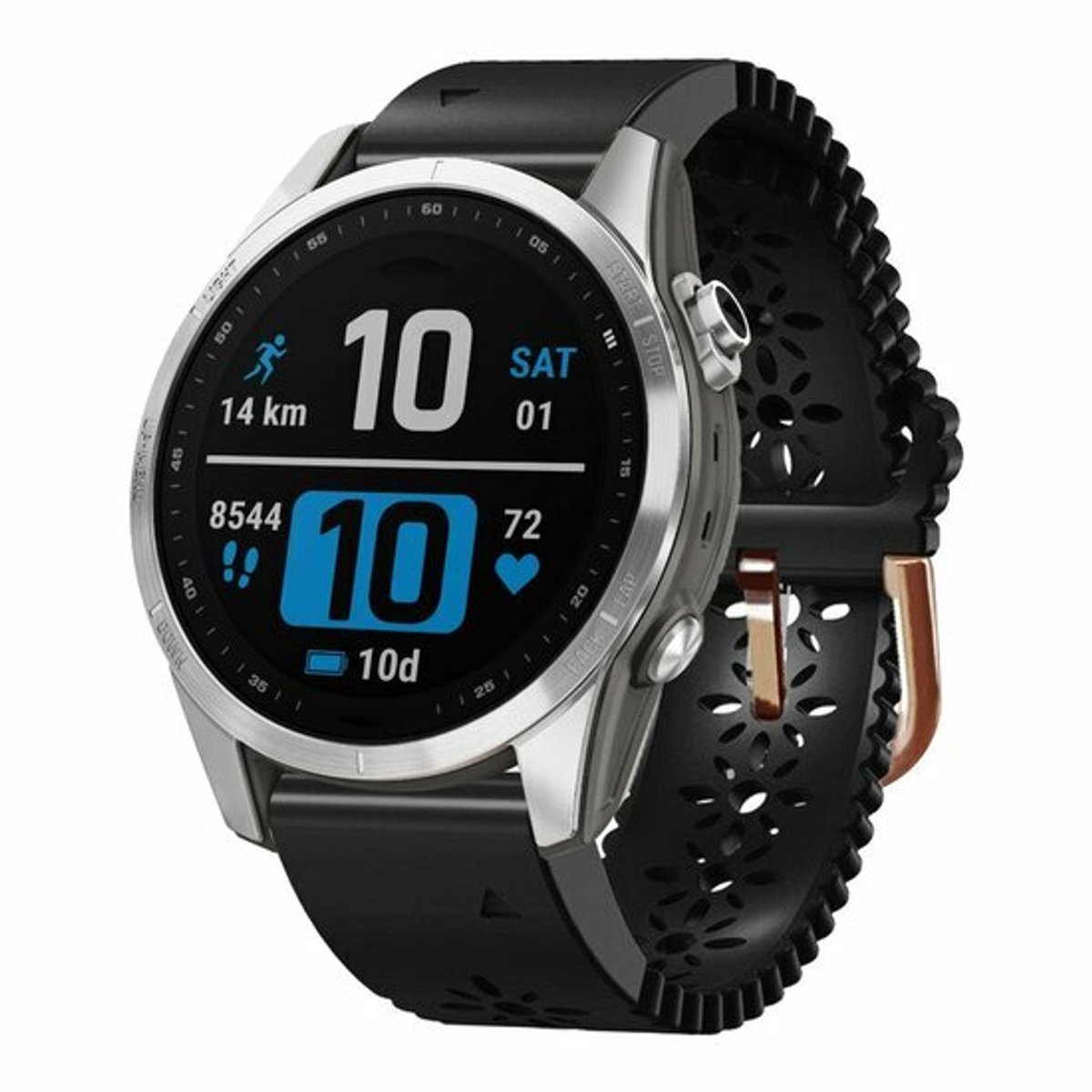 By Qubix - Geschikt voor Garmin bandje - 20mm Quickfit - Flower siliconen bandje - Zwart - Geschikt voor Garmin Fenix 9 / 9 pro - 43mm
