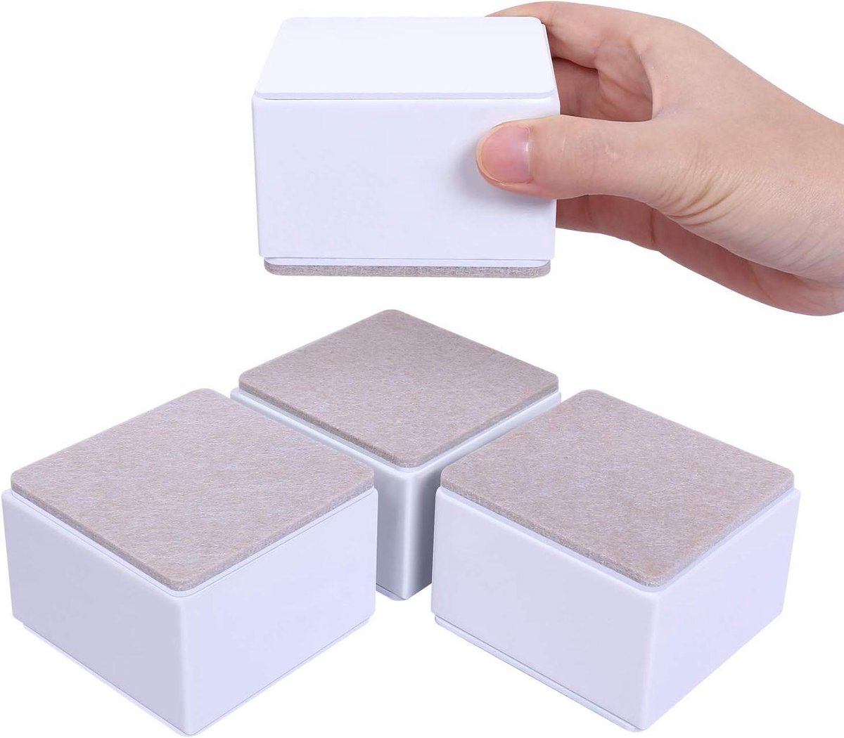 Meubelverhogers - Bedverhogers - Meer Opbergruimte - Zelfklevend Koolstofstaal - 5 cm Verhoging - Wit