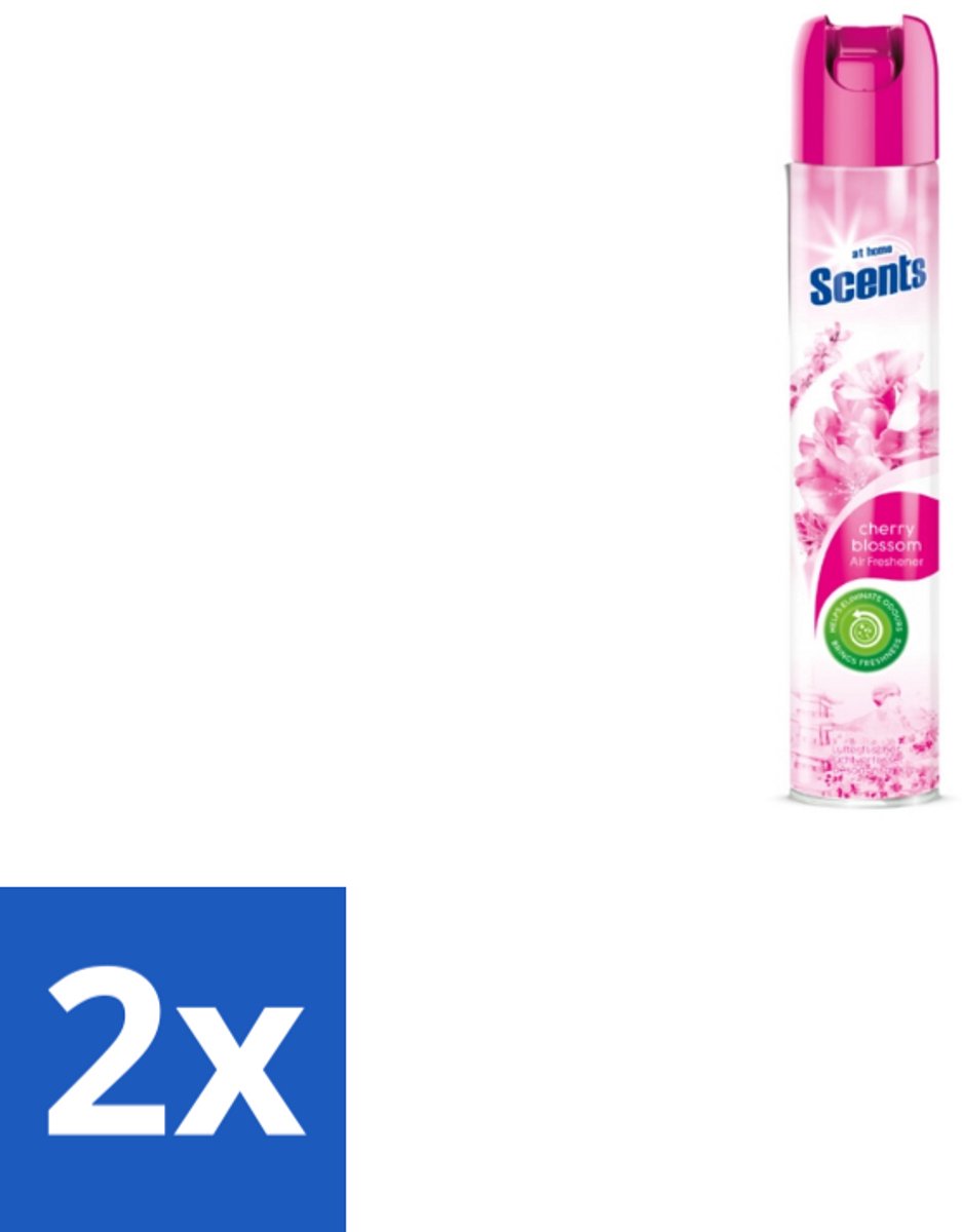 2 x At Home – Luchtverfrisser Spray – Cherry Blossom – Fris Bloemig - 400 ml - Luchtverfrisser - Kersenbloesemgeur - Frisse Geur - Geurneutraliseren - Luchtverfrisser Cherry Blossom